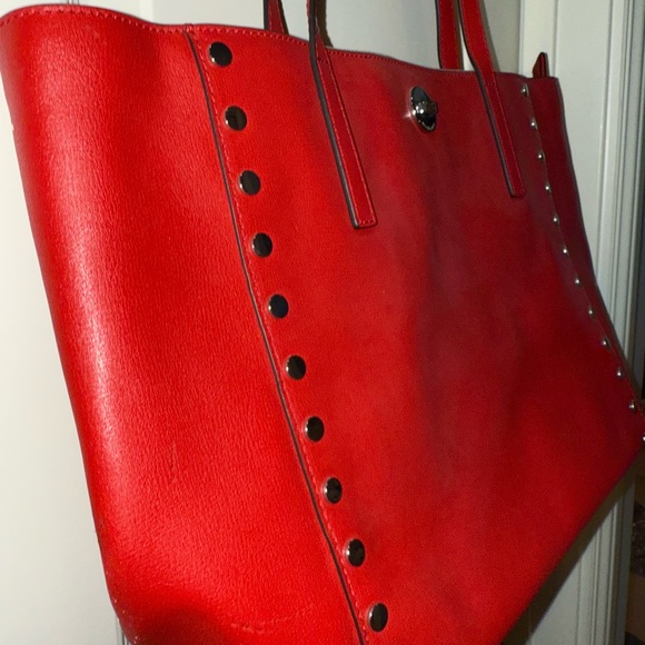 Michael Kors Red Studded Tote Bag - Picture 2 of 11